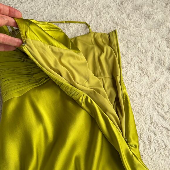 Adrianna Papell silk corset dress maxi gown long prom formal evening chartreuse - Picture 11 of 17